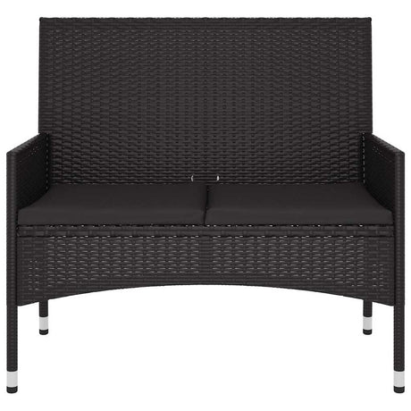Vidaxl tuinbank 2-zits met kussens poly rattan zwart