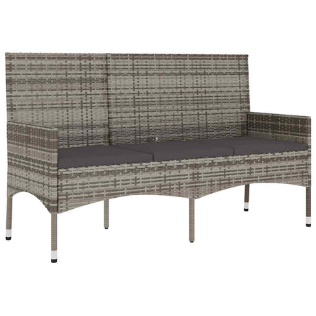 Vidaxl tuinbank 3-zits met kussens poly rattan grijs