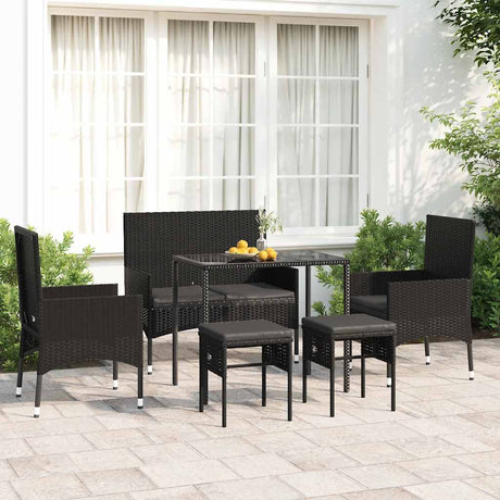 Vidaxl 6-delige loungeset met kussens poly rattan zwart