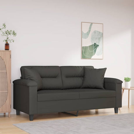 Vidaxl tweezitsbank met kussens 140 cm microvezelstof donkergrijs