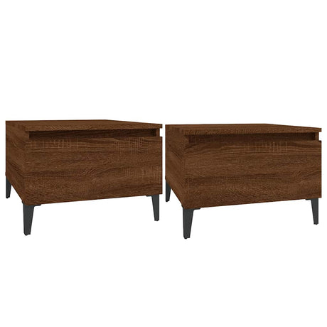 Vidaxl bijzettafels 2 st 50x46x35 cm bewerkt hout bruin eikenkleur