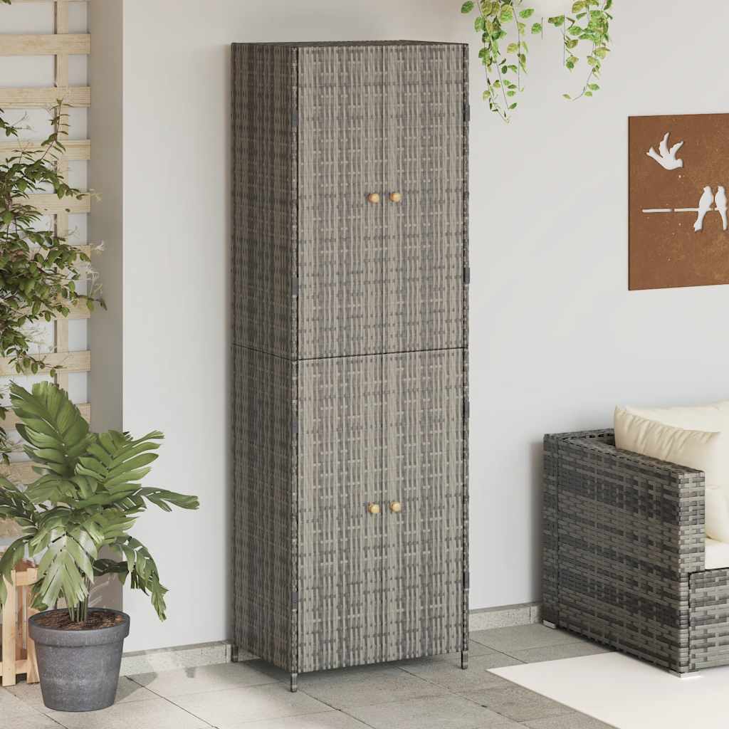 Vidaxl tuinkast 59x40x180 cm poly rattan grijs