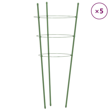 Roślina Vidaxxl obsługuje 5 szt. z 3 pierścieniami 45 cm stalowo-zielona