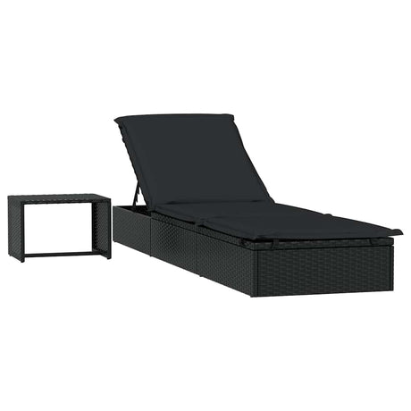 Vidaxl ligbed met tafel 1 st poly rattan zwart