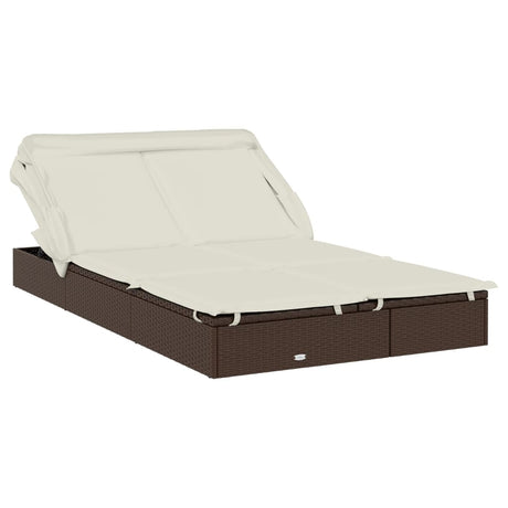 Vidaxl ligbed 2-persoons met dak 213x118x97 cm poly rattan bruin