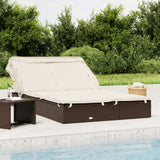 Vidaxl ligbed 2-persoons met dak 213x118x97 cm poly rattan bruin