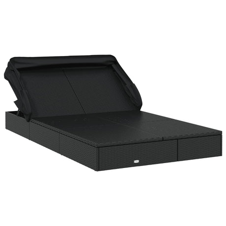 Vidaxl ligbed 2-persoons met dak 213x118x97 cm poly rattan zwart