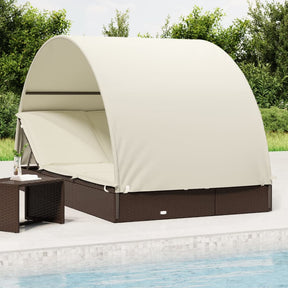 Vidaxl ligbed 2-persoons met rond dak 211x112x140 cm poly rattan bruin