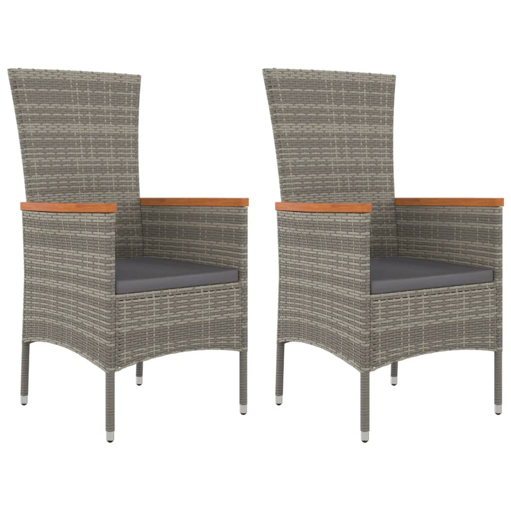 Vidaxl tuinstoelen 2 st met kussens poly rattan grijs