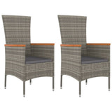 Vidaxl tuinstoelen 2 st met kussens poly rattan grijs