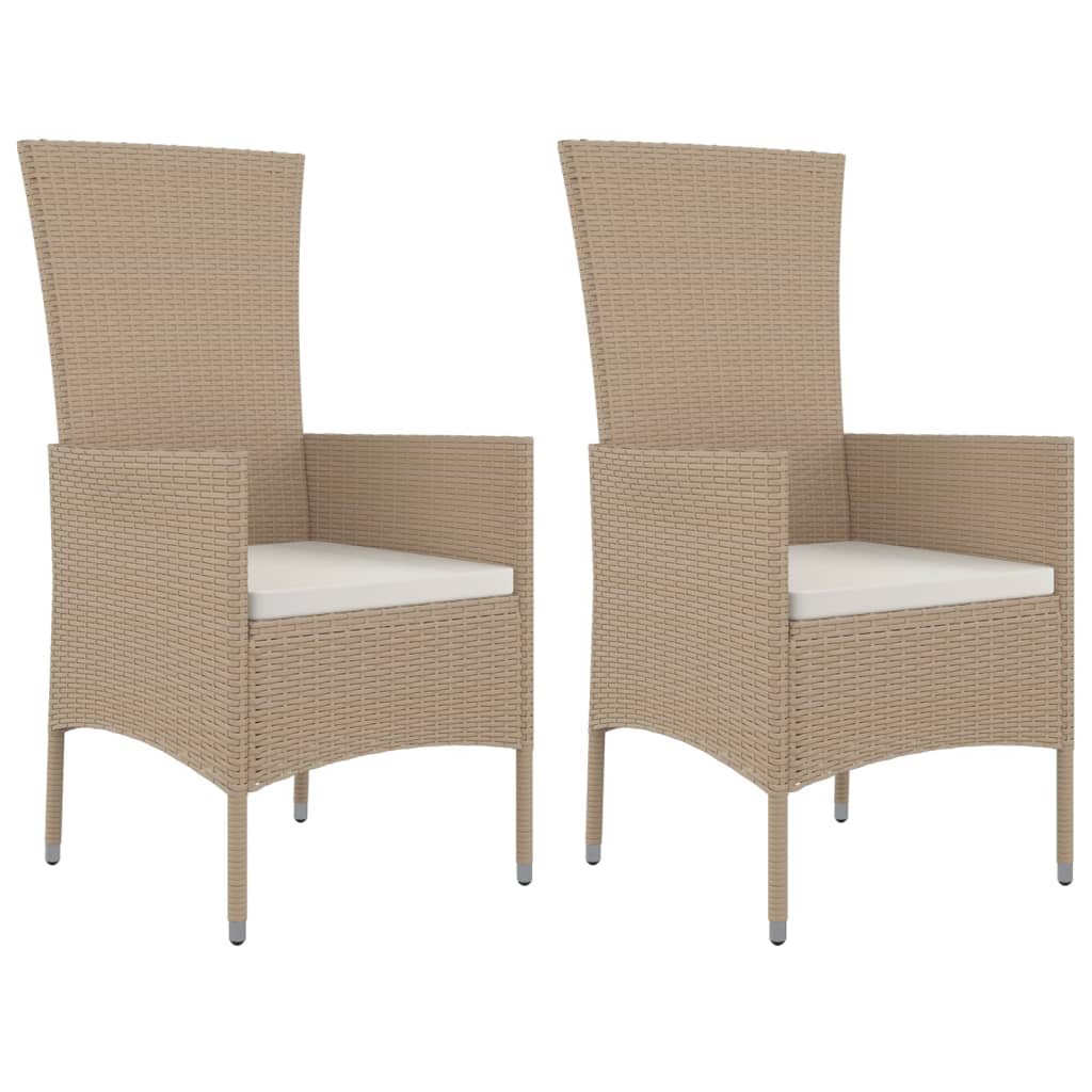 Vidaxl tuinstoelen 2 st met kussens poly rattan beige