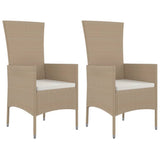 Vidaxl tuinstoelen 2 st met kussens poly rattan beige