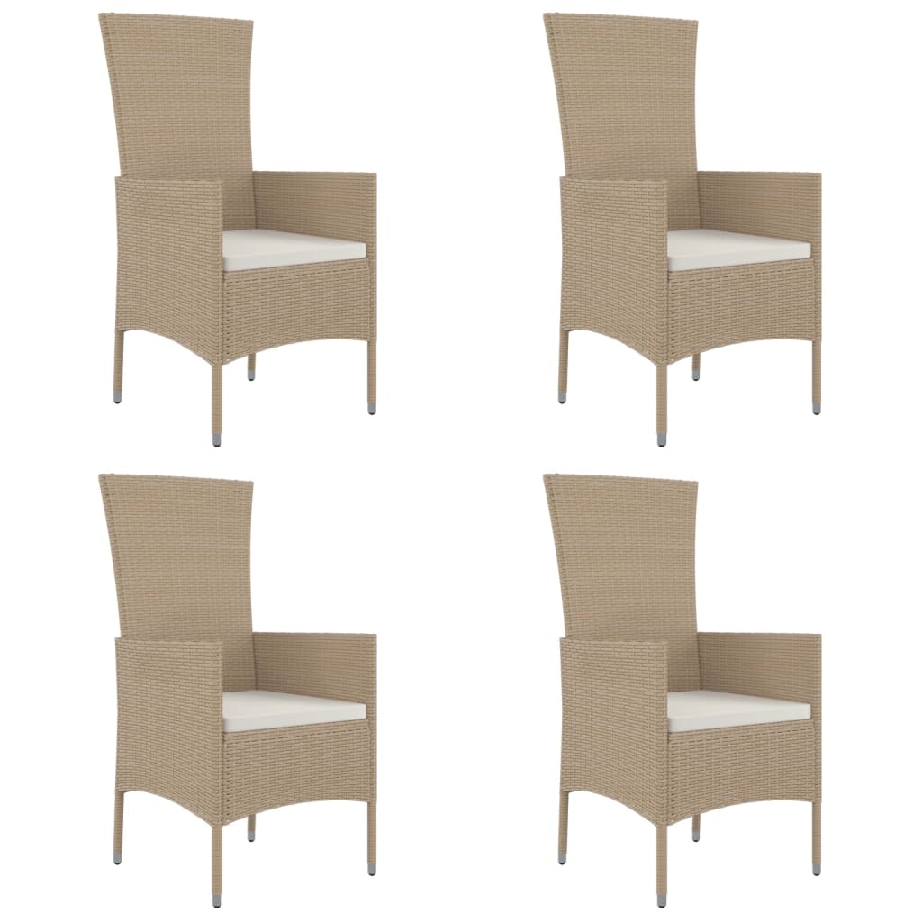 Vidaxl tuinstoelen 4 st met kussens poly rattan beige