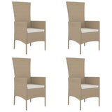 Vidaxl tuinstoelen 4 st met kussens poly rattan beige