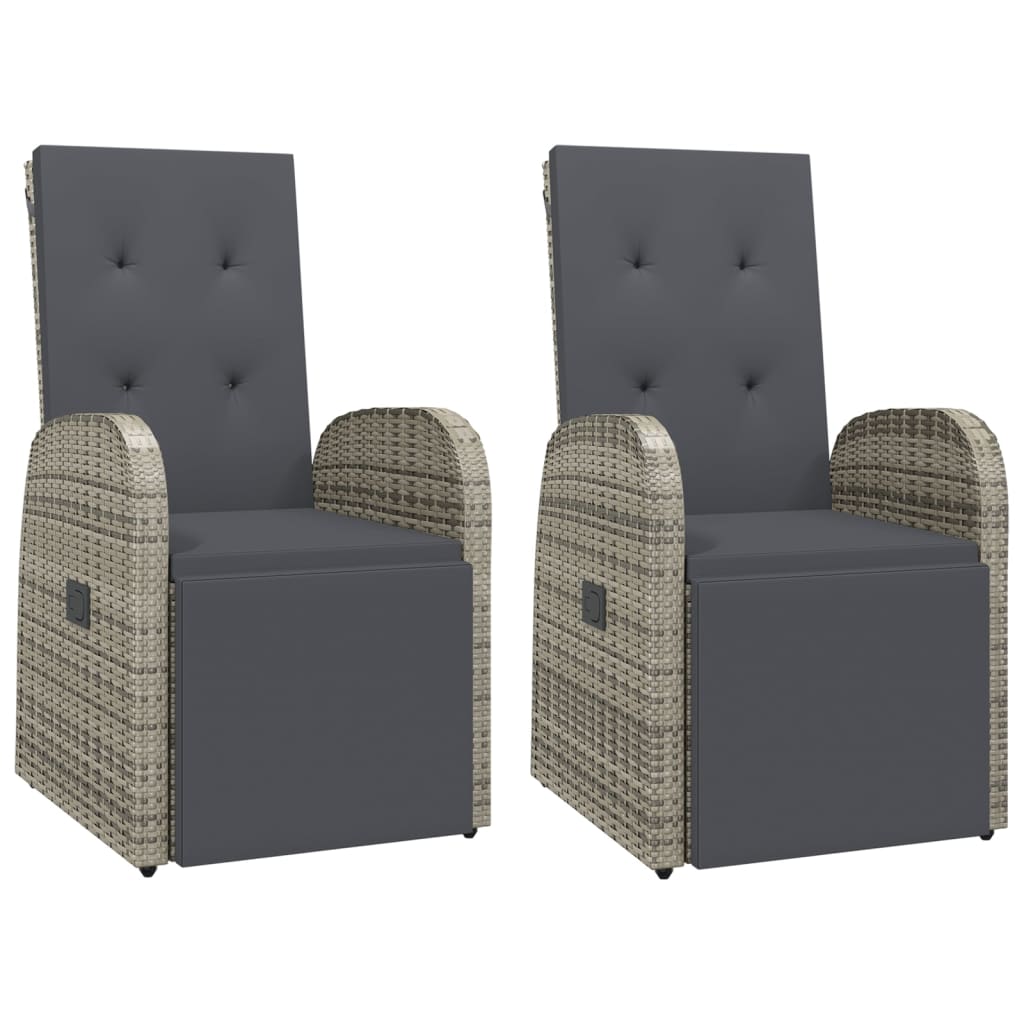 Vidaxl tuinstoelen 2 st verstelbaar met kussens poly rattan grijs