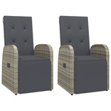 Vidaxl tuinstoelen 2 st verstelbaar met kussens poly rattan grijs