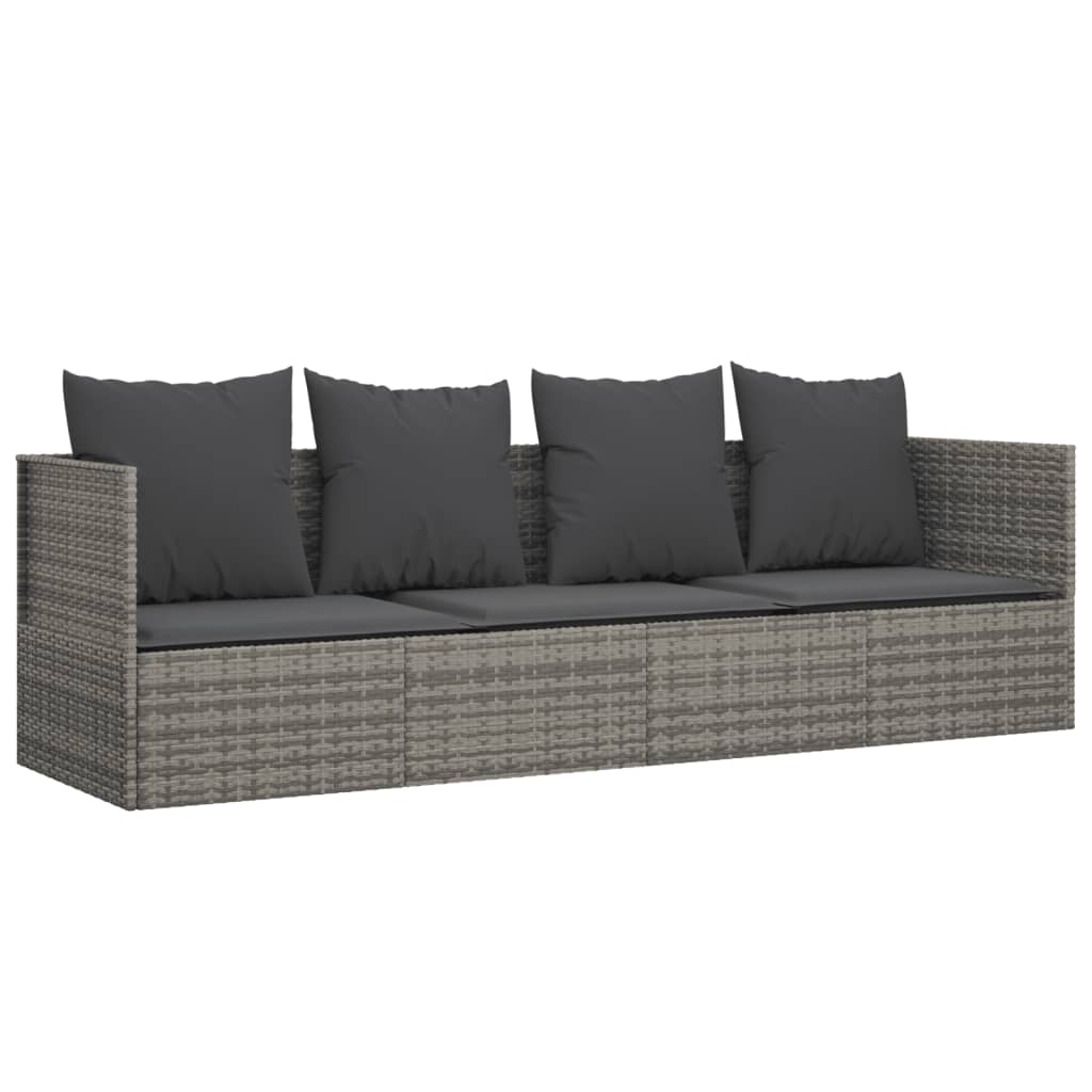 Vidaxl loungebed met kussens poly rattan grijs