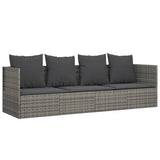 Vidaxl loungebed met kussens poly rattan grijs