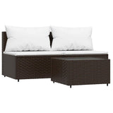 Vidaxl 3-delige loungeset met kussens poly rattan bruin