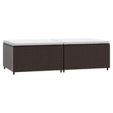 Vidaxl voetensteunen 2 st met kussens poly rattan bruin
