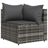Vidaxl tuinhoekbank met kussens poly rattan grijs