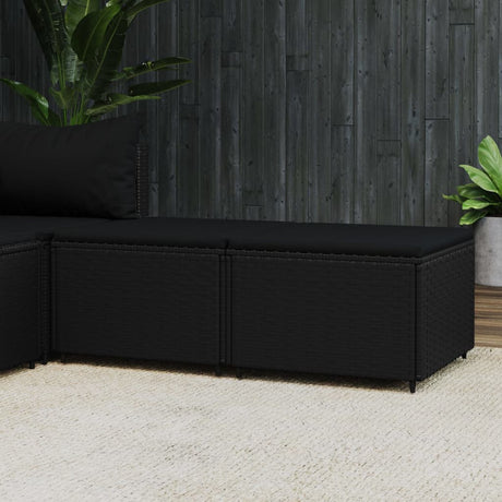 Vidaxl voetensteunen 2 st met kussens poly rattan zwart