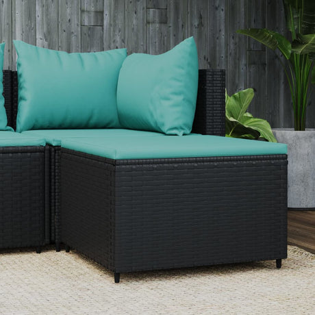 Vidaxl voetensteun met kussen poly rattan zwart