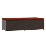Vidaxl voetensteunen 2 st met kussens poly rattan bruin
