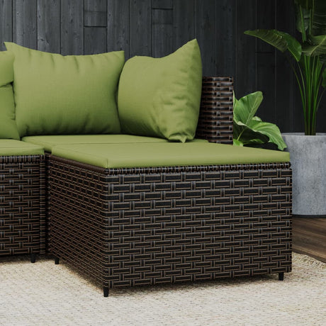 Vidaxl voetensteun met kussen poly rattan bruin