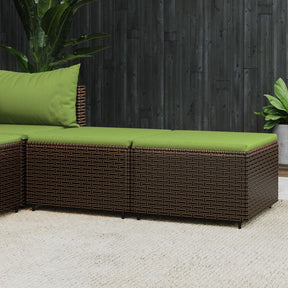 Vidaxl voetensteunen 2 st met kussens poly rattan bruin
