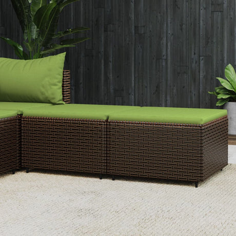 Vidaxl voetensteunen 2 st met kussens poly rattan bruin