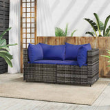 Vidaxl tuinhoekbanken met kussens 2 st poly rattan grijs