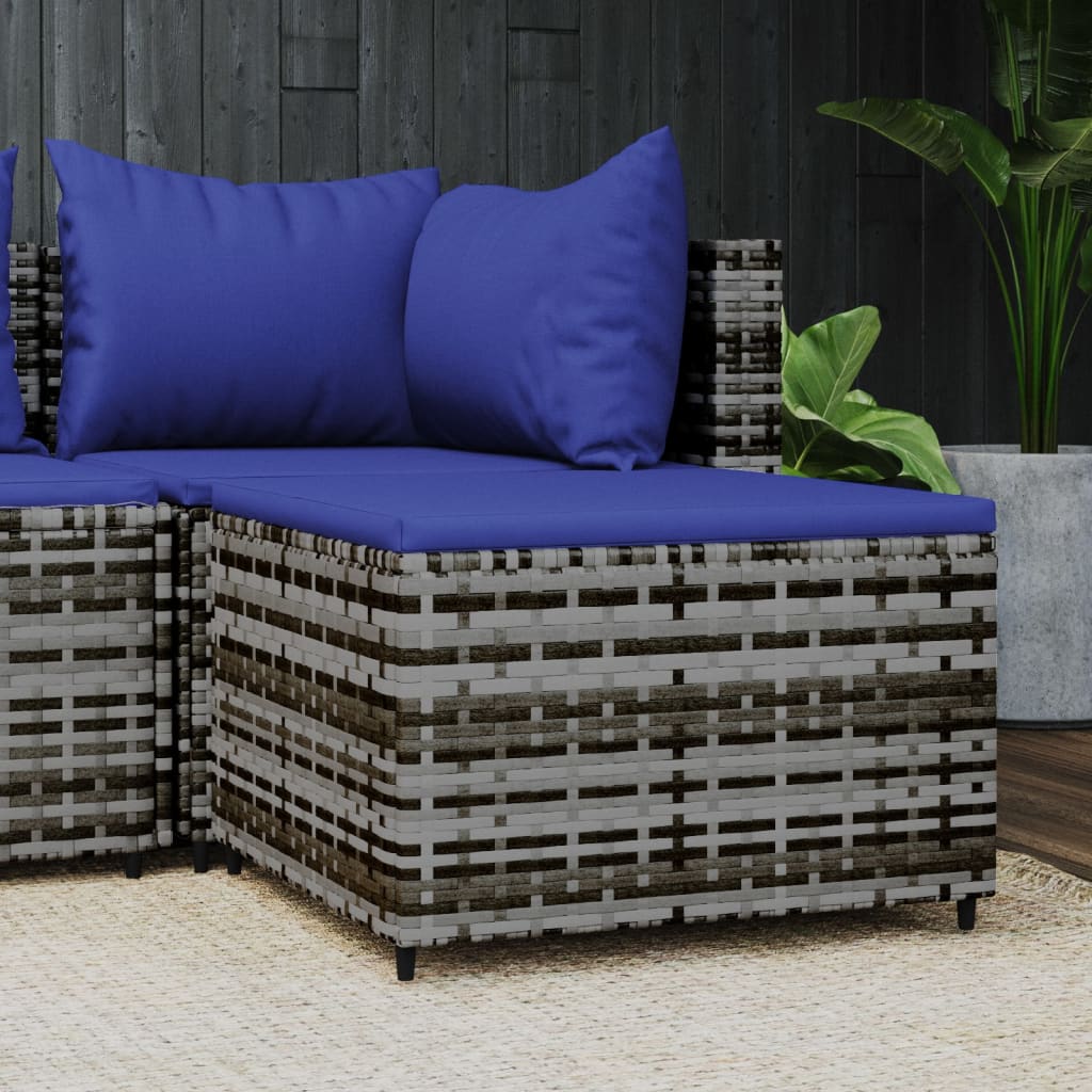 Vidaxl voetensteun met kussen poly rattan grijs