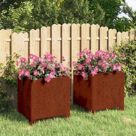 VidaXL Donice z nogami, 2 szt., zardzewiała, 32x30x33 cm, stal Corten