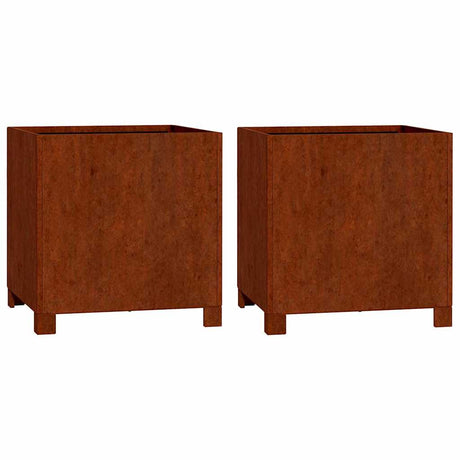 Donice VidaXL z nogami 2 szt. Zardzewiała stal corten o wymiarach 40x40x40 cm