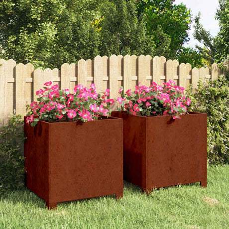 Donice VidaXL z nogami 2 szt. Zardzewiała stal corten o wymiarach 40x40x40 cm