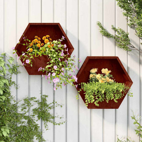 Donice Vidaxx naścienne 2 szt. 46x10x40 cm stal corten zardzewiała