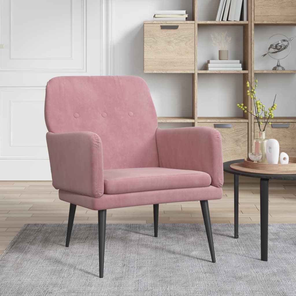 Vidaxl fauteuil 62x79x79 cm fluweel roze