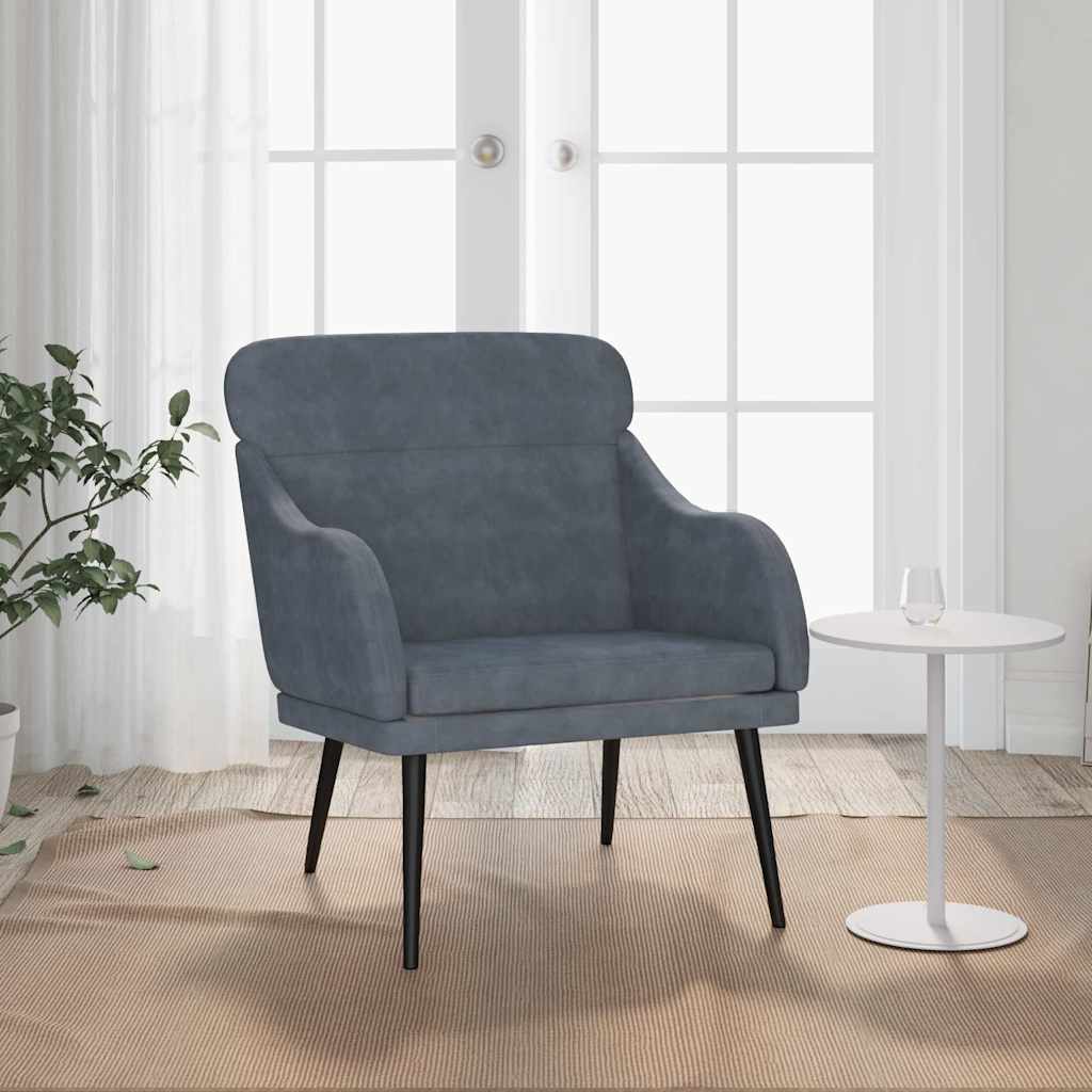 Vidaxl fauteuil 63x76x80 cm fluweel donkergrijs