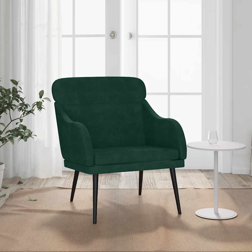 Vidaxl fauteuil 63x76x80 cm fluweel donkergroen