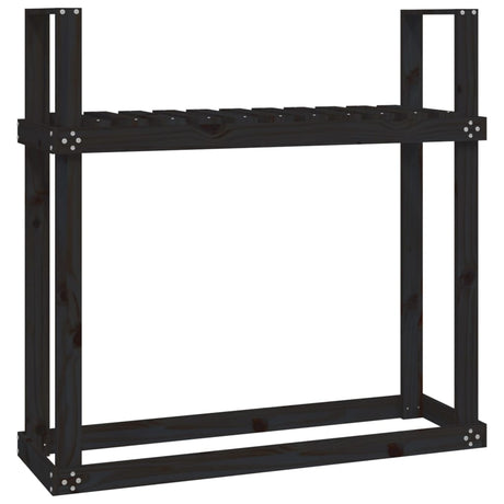 Stojak na drewno opałowe Vidaxx 110x35x108,5 cm z litego drewna sosnowego w kolorze czarnym