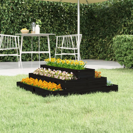 Donica Vidaxx 80x80x27 cm z litego drewna sosnowego w kolorze czarnym
