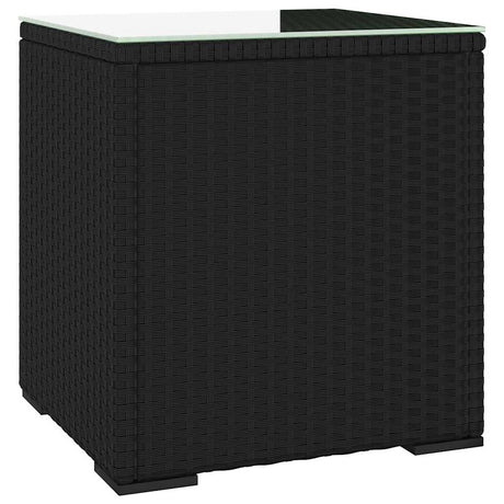 Vidaxl bijzettafel 40x37x40,5 cm poly rattan en gehard glas zwart