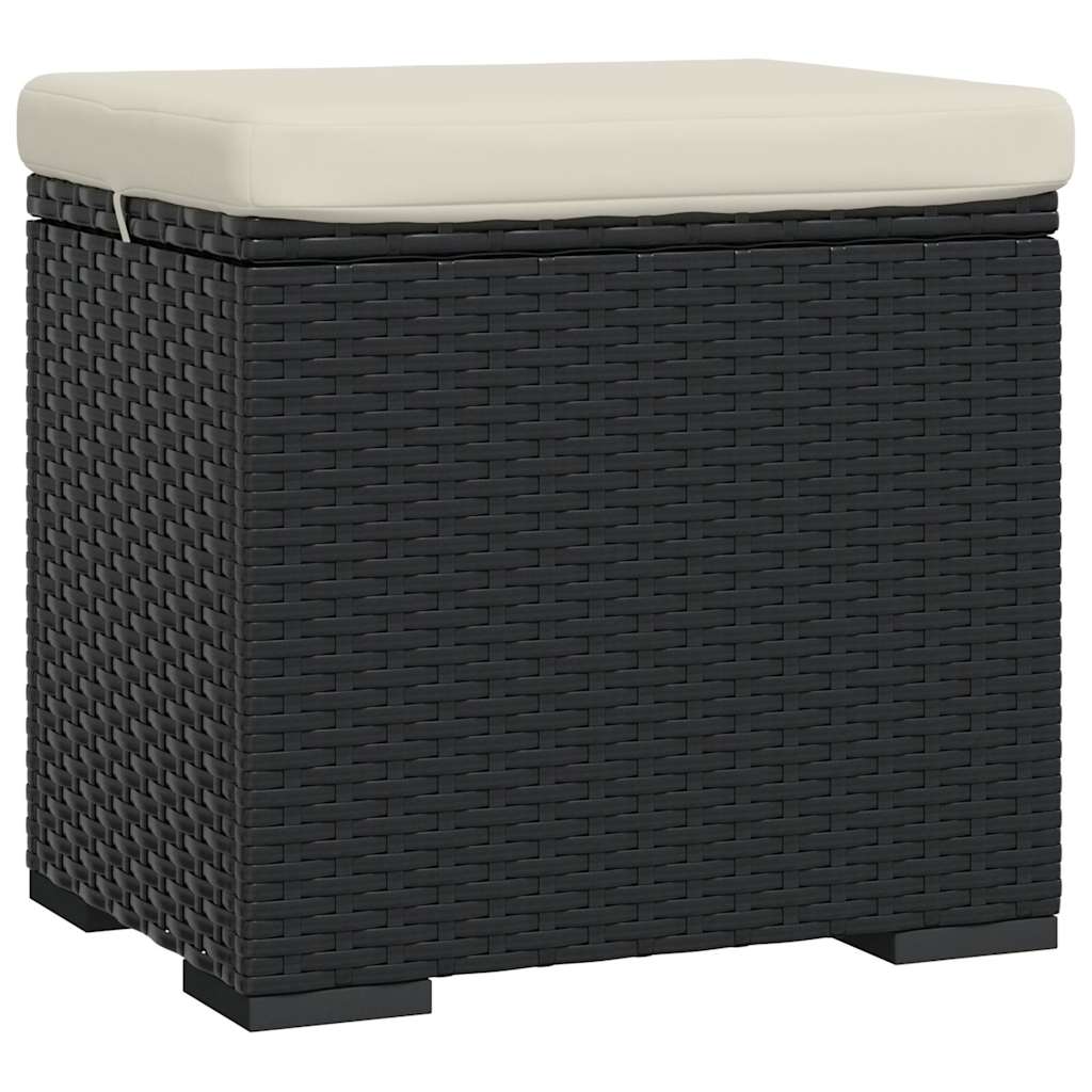Vidaxl hocker met kussen 40x30x40 cm poly rattan zwart
