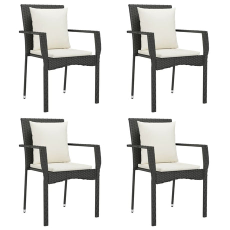 Vidaxl tuinstoelen 4 st met kussens poly rattan zwart