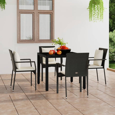 Vidaxl tuinstoelen 4 st met kussens poly rattan zwart