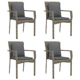 Vidaxl tuinstoelen 4 st met kussens poly rattan grijs