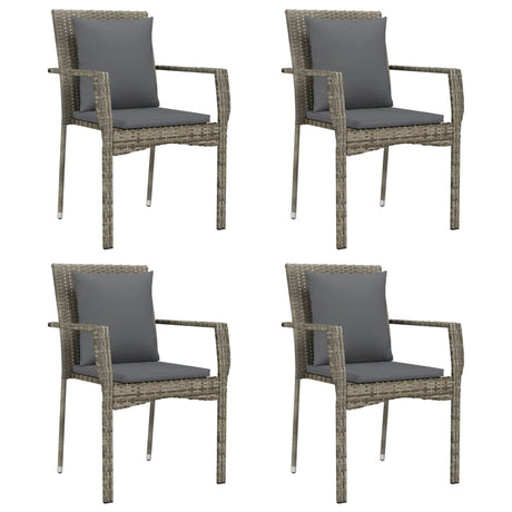 Vidaxl tuinstoelen 4 st met kussens poly rattan grijs