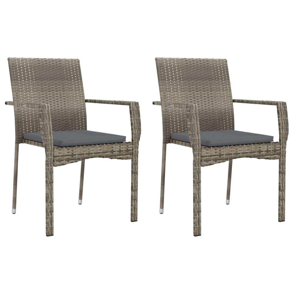 Vidaxl tuinstoelen 2 st met kussens poly rattan grijs