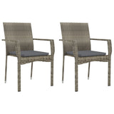 Vidaxl tuinstoelen 2 st met kussens poly rattan grijs